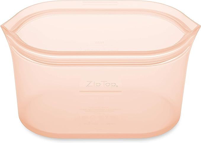Zip Top Reusable 100% Platinum Silicone Containers - Large Dish - Peach | Amazon (US)
