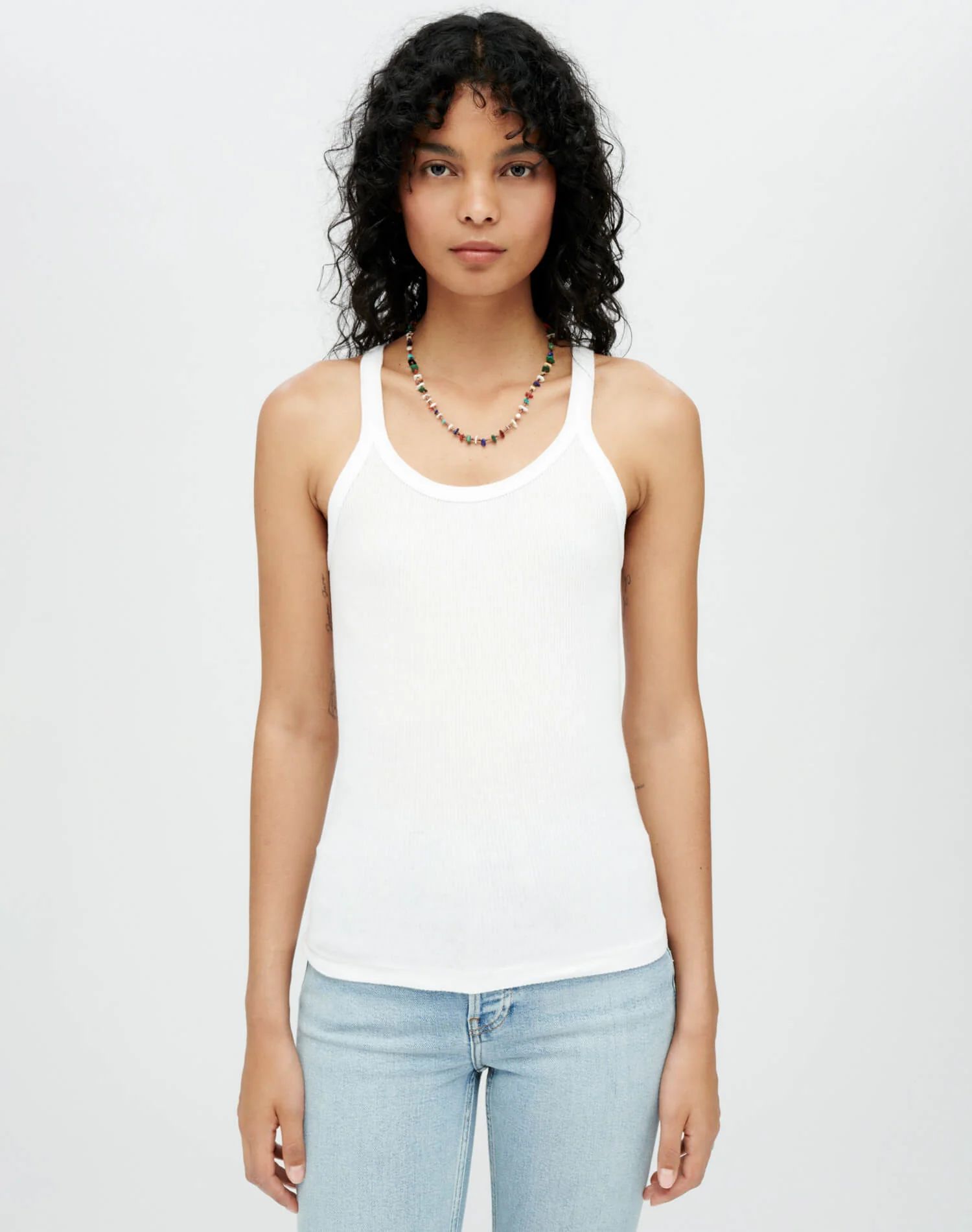 RE/DONE | Ribbed Tank in Optic White | RE/DONE