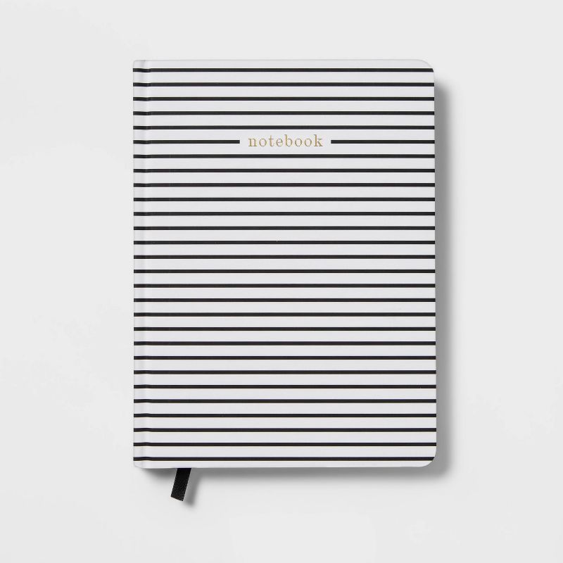 240 Sheet College Ruled Journal 7.75"x5.5" Black White Strip - Threshold™ | Target