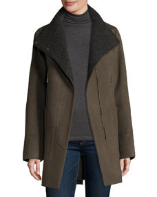 Elie Tahari Double-Faced Wool-Blend Swing Coat, Deep Mocha | Bergdorf Goodman