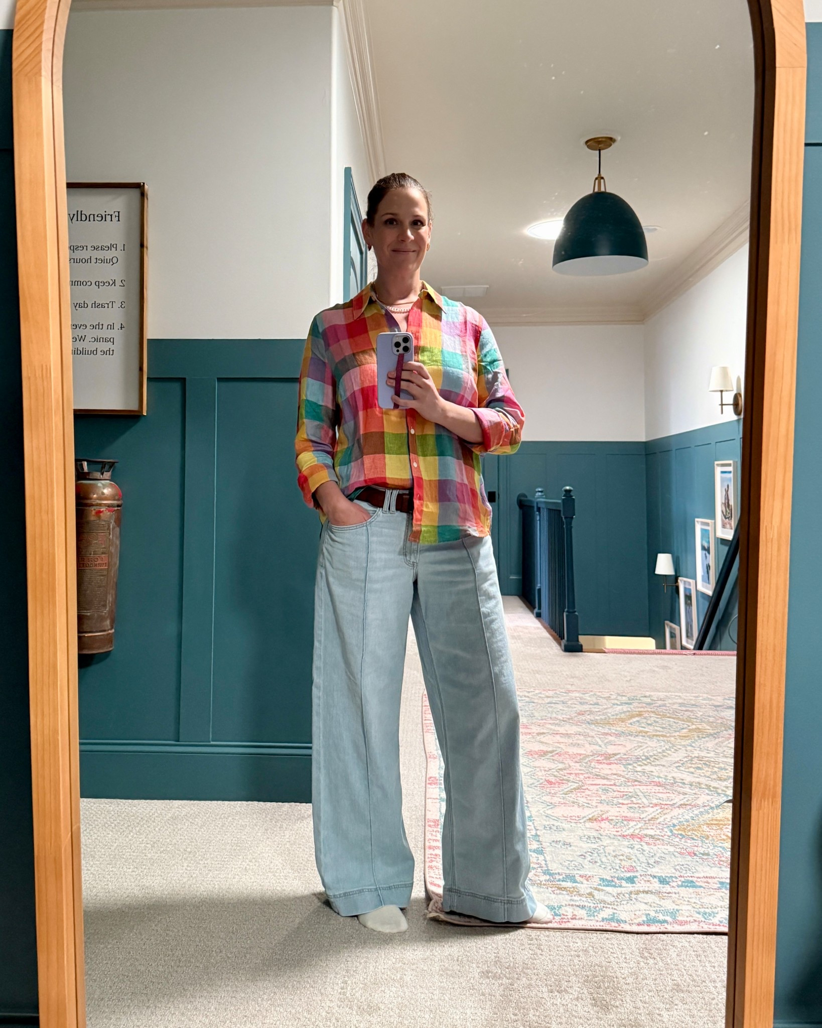 My new favorite shirt and the only pair of jeans I own that legitimately feel like pajama bottoms. I sized up in the linen shirt for an oversized fit, and sized down in the jeans. The jeans run big. I probably could’ve even sized down two sizes for a more tailored fit. I am 5‘9“ tall and I am wearing the long/tall size. 

#LTKOver40 #LTKMidsize #LTKFindsUnder100