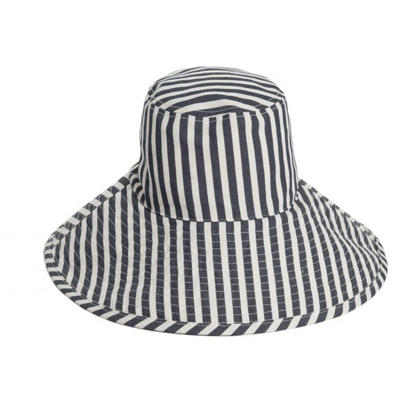 Navy Stripe Wide Brim Hat | Waiting On Martha