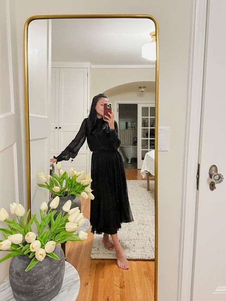 New Year’s pleated long sleeve dress is from Ralph Lauren about 5 yrs ago. I love the classic look. Perfect for any event or date night  Linking the exact one from Poshmark and similar ones. *faux tulips, distressed black vase  

#LTKstyletip
