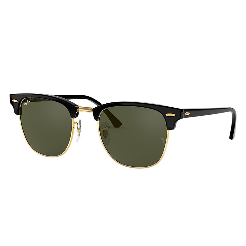 Ray-Ban Clubmaster Classic Low Bridge Fit Black, Green Lenses - RB3016F | Ray-Ban (US)