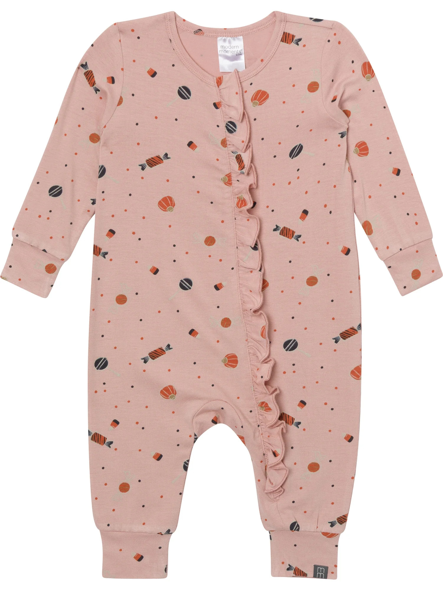 Modern Moments by Gerber Baby Girl Tow-Way Zip Viscose Halloween Ruffled Coverall, Sizes Newborn ... | Walmart (US)