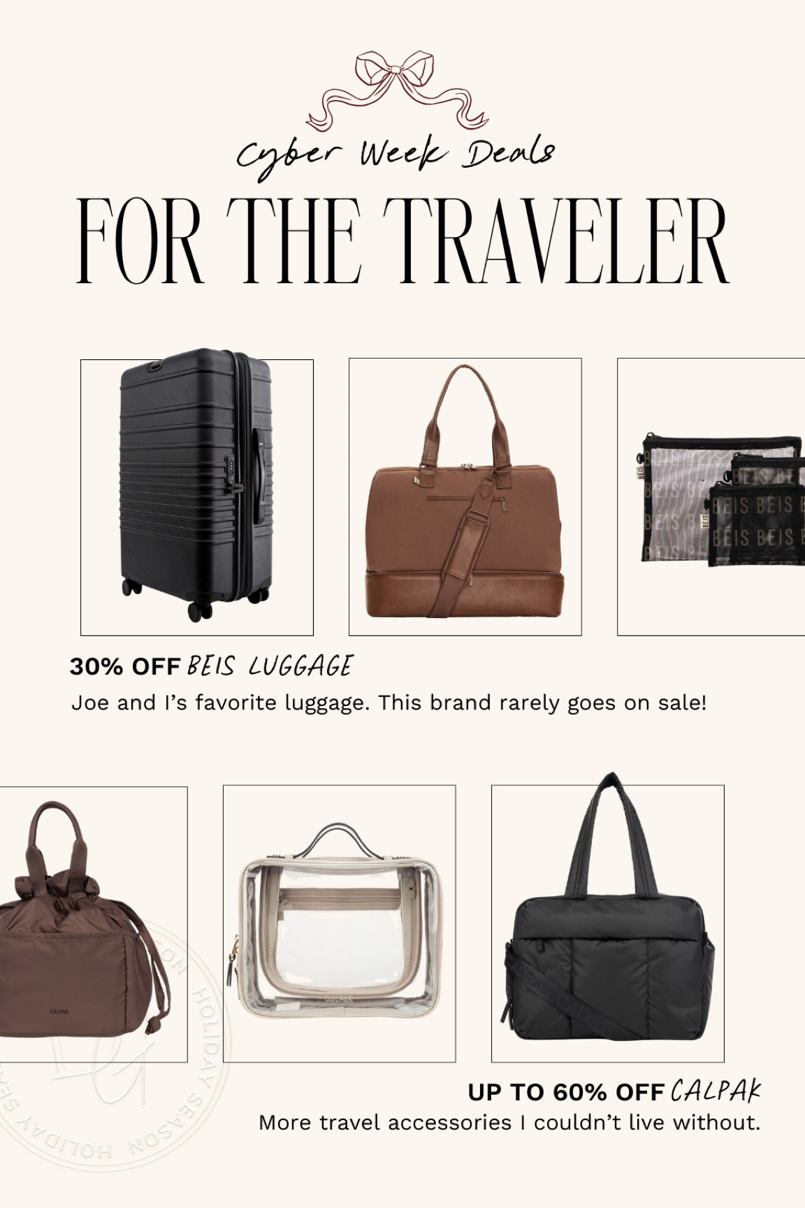 Black Friday Deals for the traveler! My favorite Beis luggage is 30% off and Calpak favorites up to 60% off  

#LTKHoliday #LTKGiftGuide #LTKCyberWeek