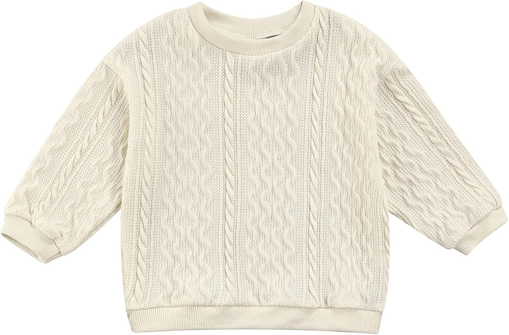 Infant Baby Cable Knit Pullover Sweater Toddler Casual Solid Color Top Loose Knitted Jumper Knitwear | Amazon (US)