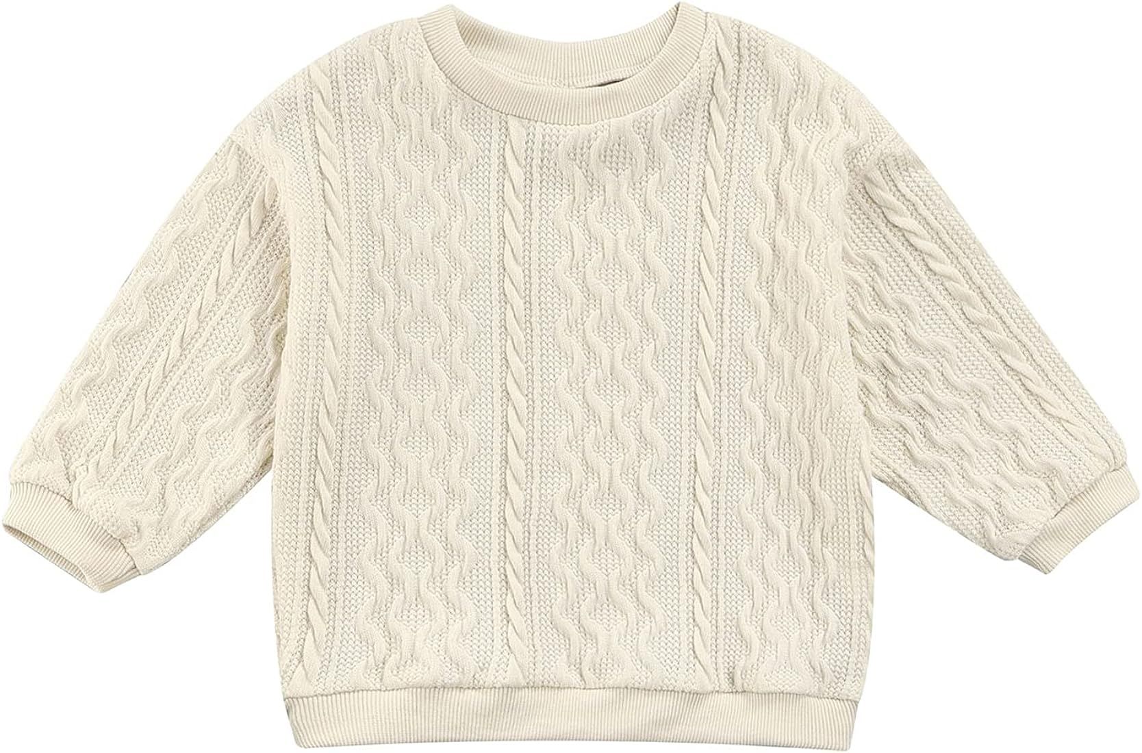 Infant Baby Cable Knit Pullover Sweater Toddler Casual Solid Color Top Loose Knitted Jumper Knitwear | Amazon (US)