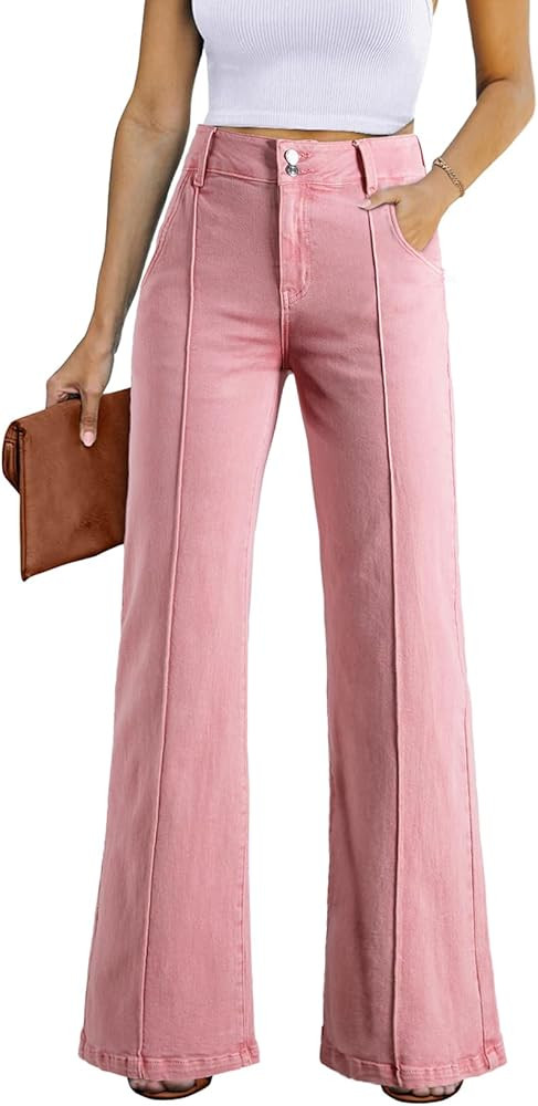 Sidefeel Womens Wide Leg Jeans Casual Baggy High Waisted Stretch Denim Pants | Amazon (US)