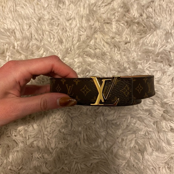Louis Vuitton Dark Brown Monogram Belt with Gold Buckle | Poshmark