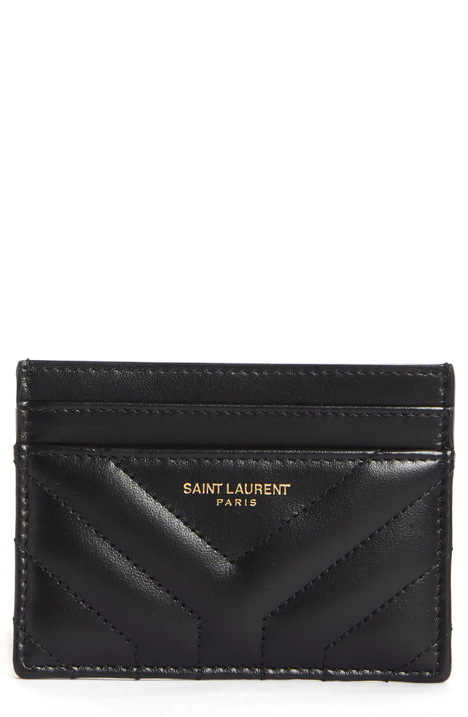 Saint Laurent Joan Quilted Leather Card Case | Nordstrom | Nordstrom