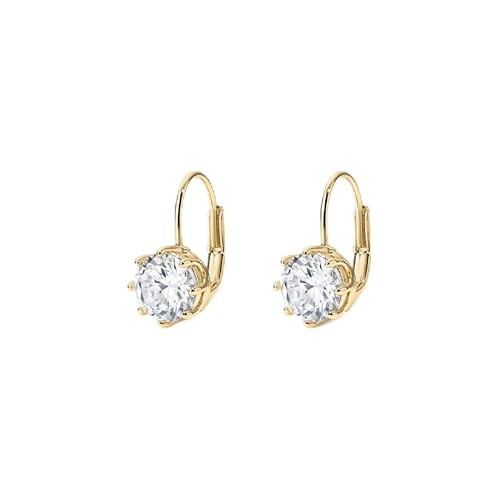 Electric Picks Bentley Earrings for Women, 14k Gold Plated 7mm Crystal Stud Earrings, Minimalist Everyday Sparkle Jewelry, Hypoallergenic Diamond-Look Gift | Amazon (US)