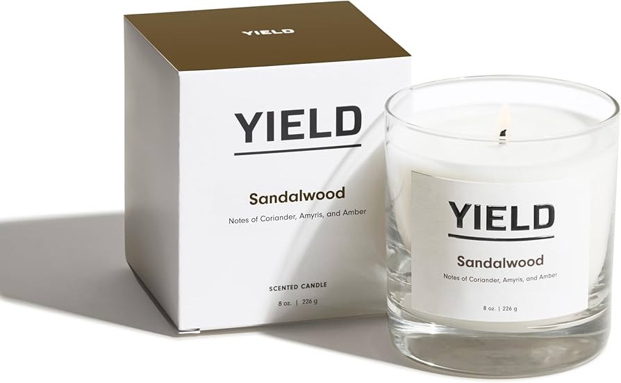 Yield 8oz. Sandalwood Candle - Amyris, Coriander, and Amber Scented Luxury Candle - Aromatherapy ... | Amazon (US)