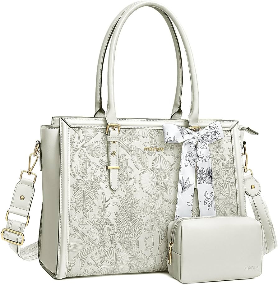Amazon.com: MOSISO Laptop Bag for Women, 15.6-16 inch PU Leather Tote Bag Compatible with MacBook... | Amazon (US)