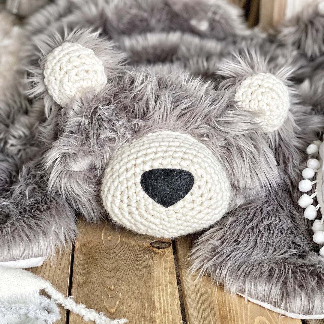 Woodland Nursery Bear Rug, Gray Mountain Nursery Decor, Bear Nursery Decor Claraloo - Etsy | Etsy (US)