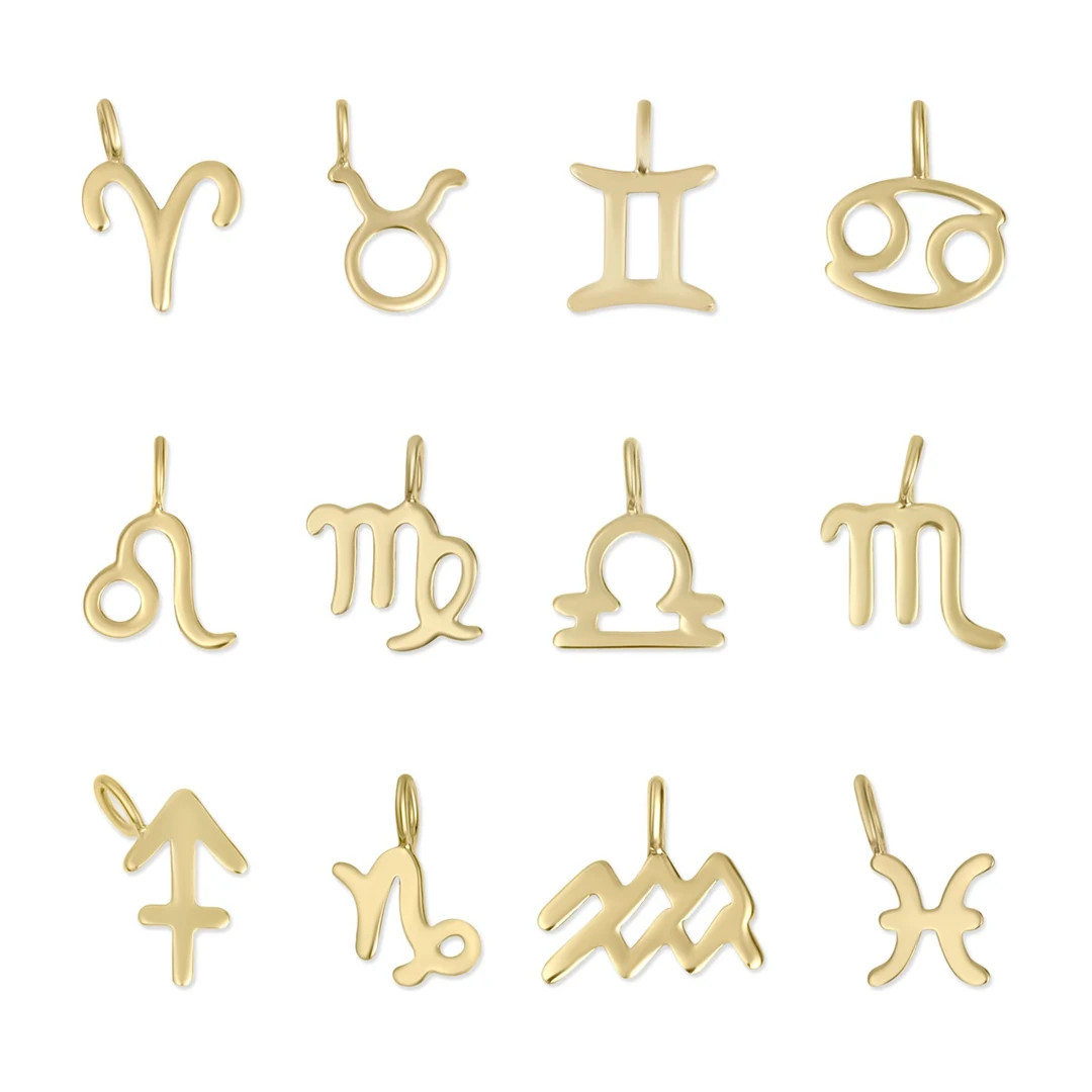 14K Solid Gold Zodiac Charms | Dainty Gold Charms | Wholesale Permanent Jewelry Charms - Etsy | Etsy (US)