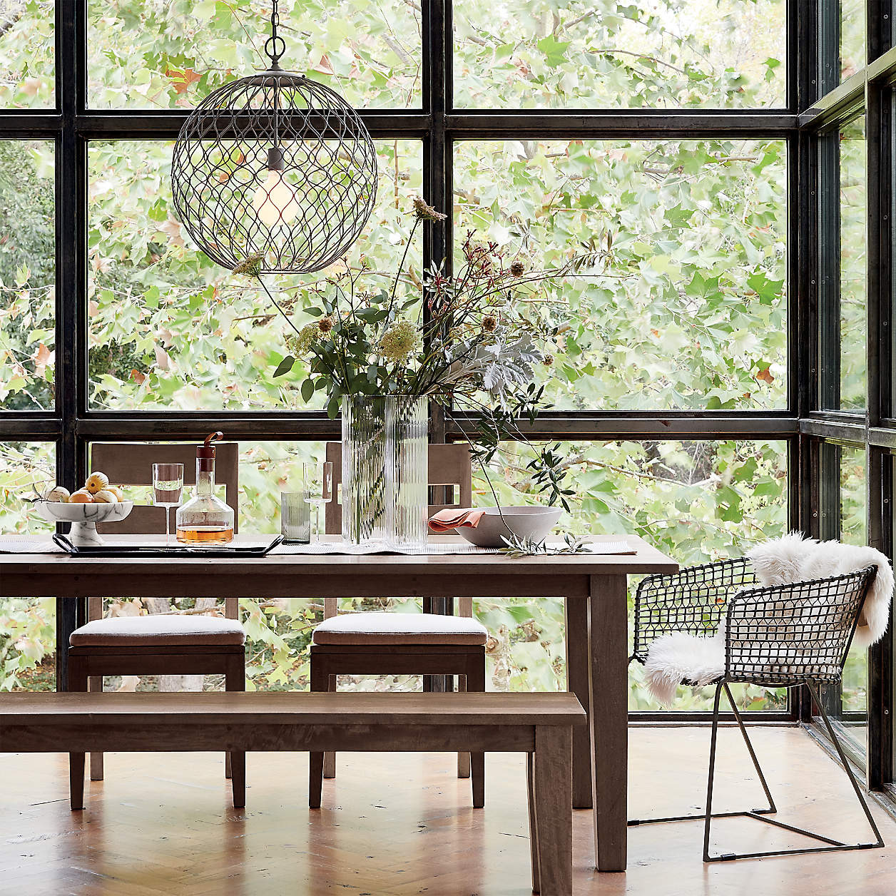 Basque II 62" Light Brown Bench + Reviews | Crate & Barrel | Crate & Barrel