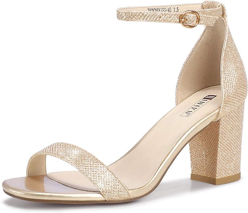 IDIFU Cookie-MI Block Heels 3 Inch Sandals Chunky Open Toe Heel Wedding Homecoming Dress Shoes Fo... | Amazon (US)
