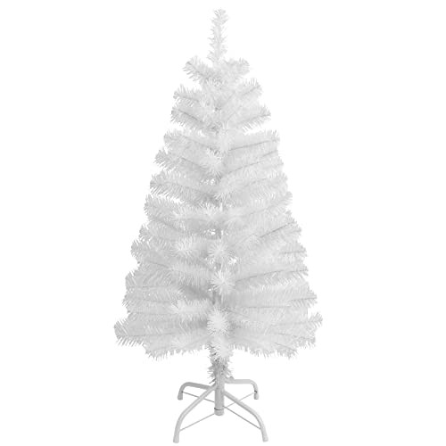 CCINEE 3Ft Artificial Christmas Tree, White Tabletop Hinged Christmas Tree with Metal Stand 130 Branch Tips Mini Christmas Tree for Xmas Party Supplies Home Indoor Decoration | Amazon (US)