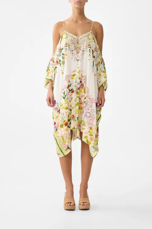 Camilla Short Drop Shoulder Strap Kaftan in The Call Of Catalonia at Nordstrom, Size One Size Au | Nordstrom