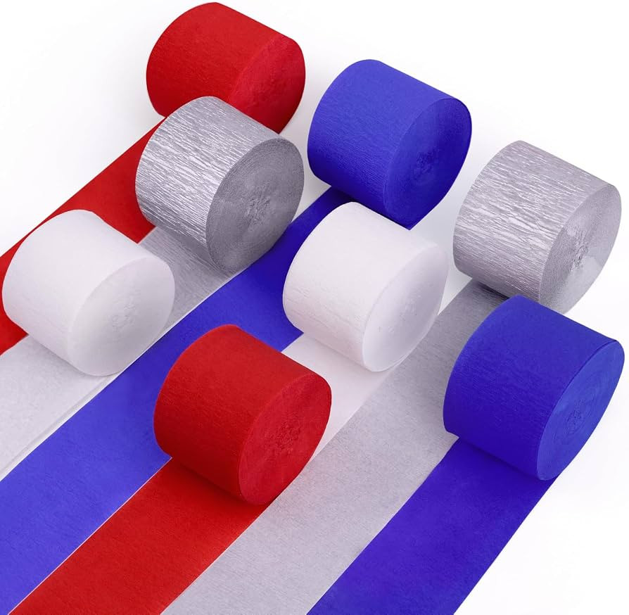 Red White and Blue Decorations, 8 Rolls Streamers Party Decorations Crepe Paper Streamers for 4th... | Amazon (US)
