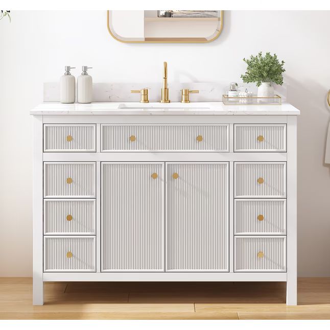 allen + roth Sandbanks 48-in White Undermount Single Sink Bathroom Vanity with White Engineered S... | Lowe's