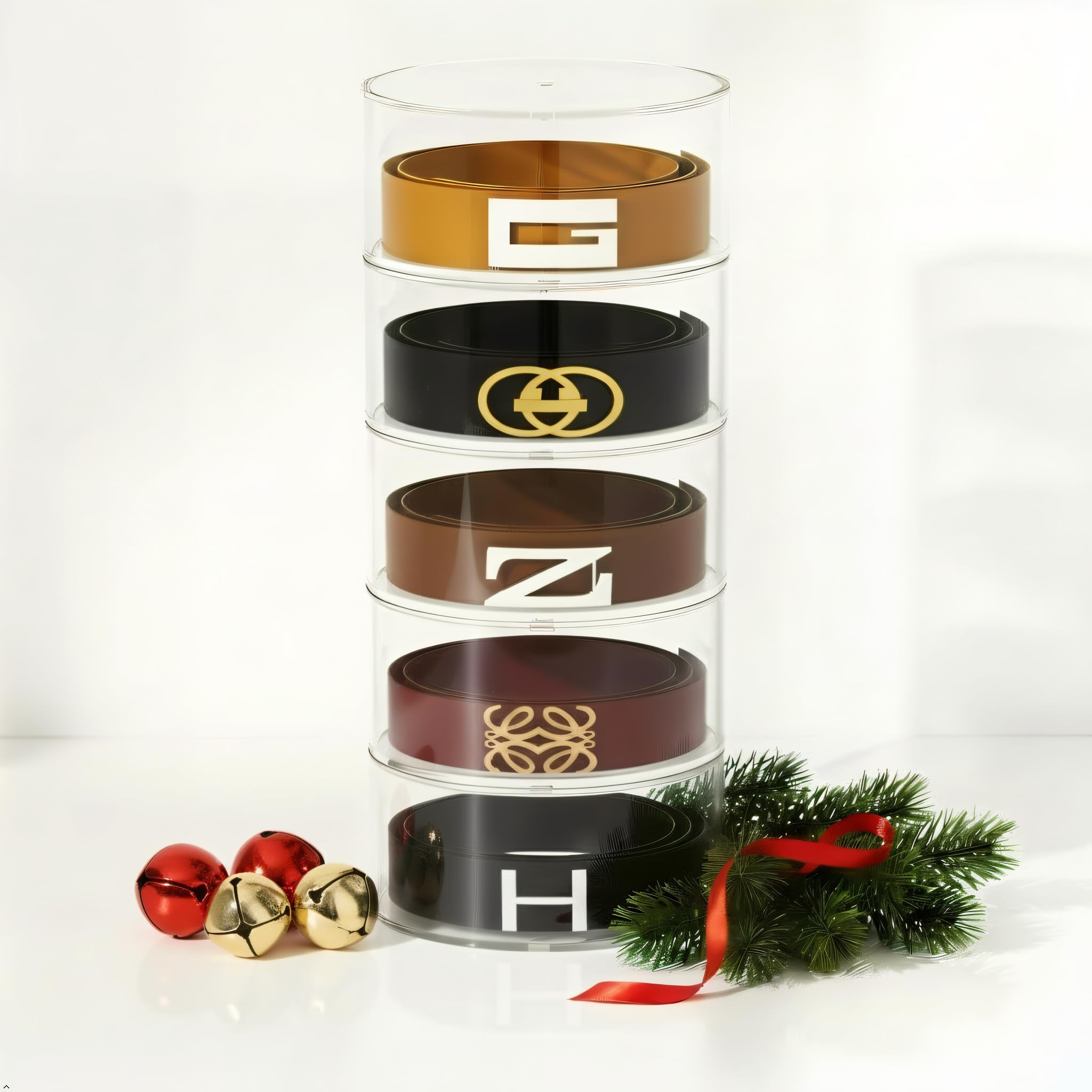FEMELI Belt Organizer, Acrylic Belt Storage Holder for Closet & Drawer, 5-Layer Stackable Display... | Amazon (US)