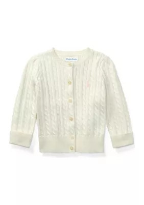 Ralph Lauren Childrenswear Baby Girls Cable Knit Cotton Cardigan | Belk