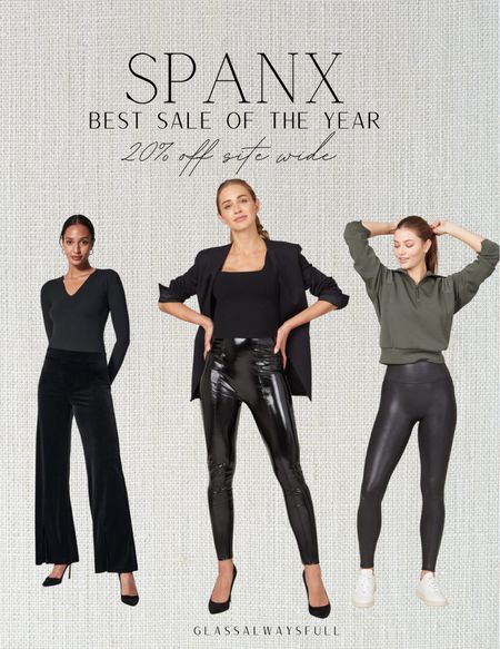 Spanx sale 20% off site wide! Size up one size in the faux leather leggings. Gift guide, gift guide for her, Black Friday sale, holiday pants, holiday outfit, holiday party, velvet pants. Callie Glass #LTKCyberweek 


#LTKGiftGuide #LTKHoliday #LTKsalealert