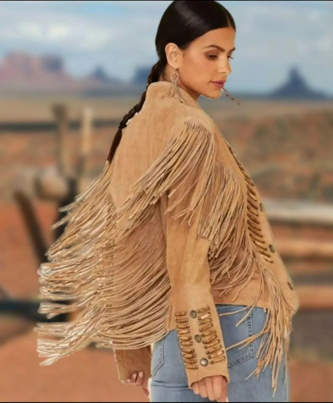 Women Western Wear Tan Brown Suede Leather Fringe Vintage Coat Jacket, Traditional Western Vintag... | Etsy (US)
