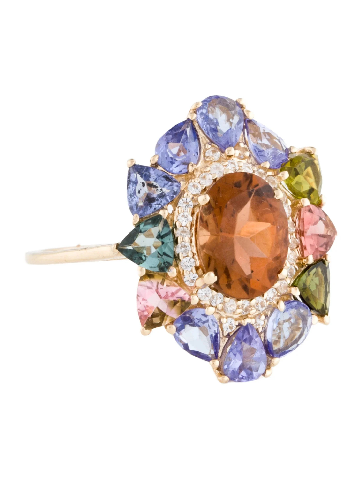 Ring 14K Multistone Cluster Floral Cocktail Ring - Cocktail Ring, Rings - RRING368230 | The RealR... | The RealReal