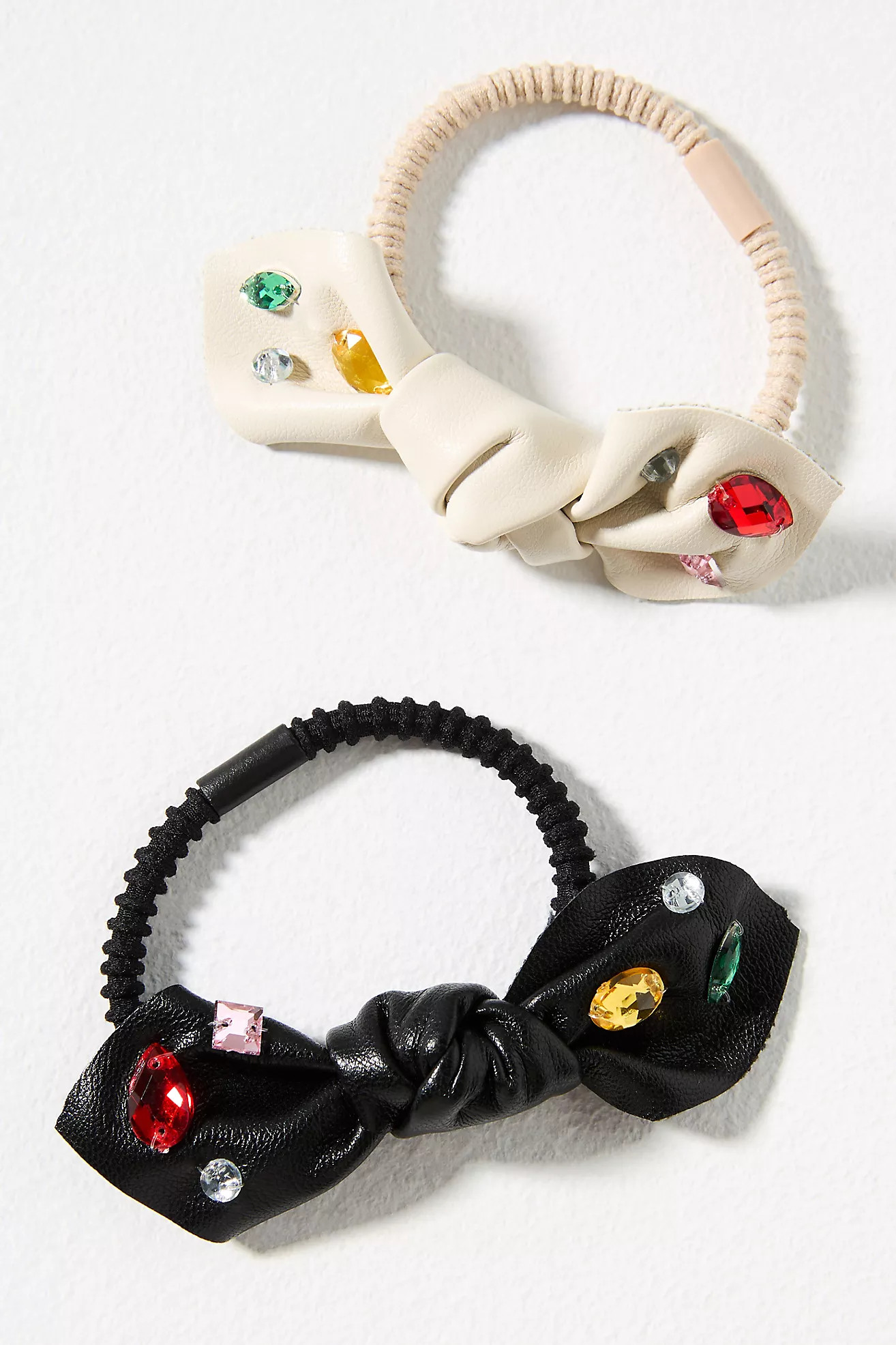 Frasier Sterling Faux-Leather Gem Bow Barrette | Anthropologie (US)