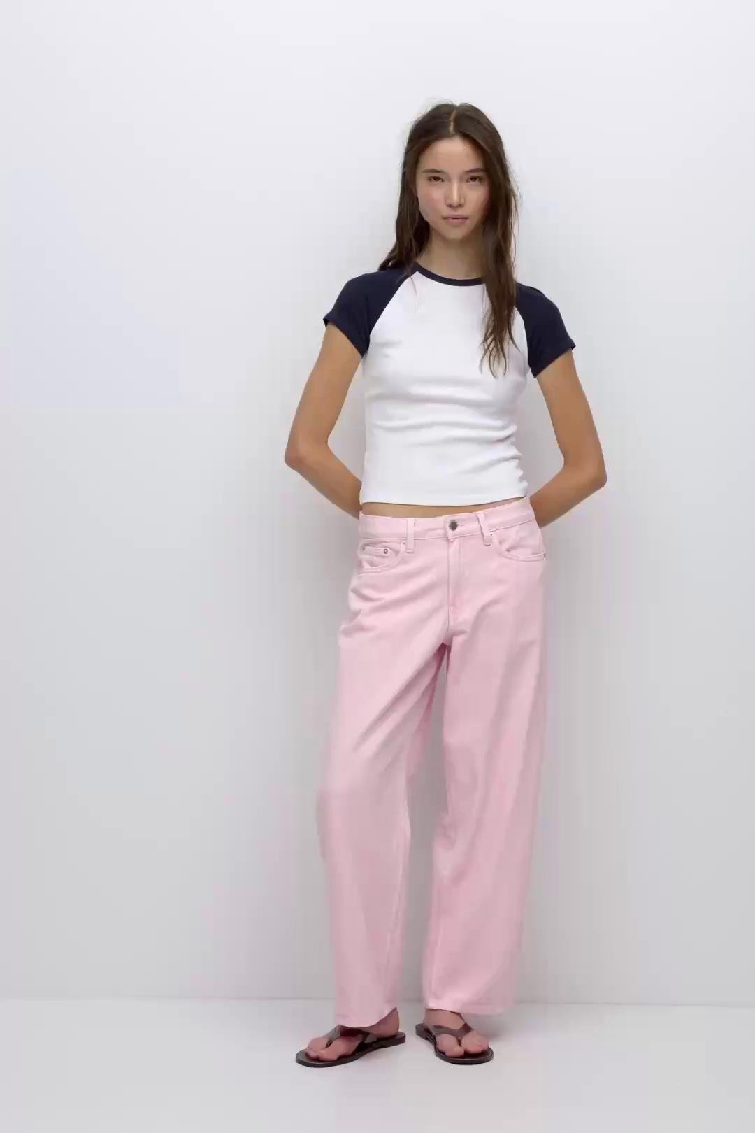 Pink barrel jeans | Pull&Bear United Kingdom | PULL and BEAR UK