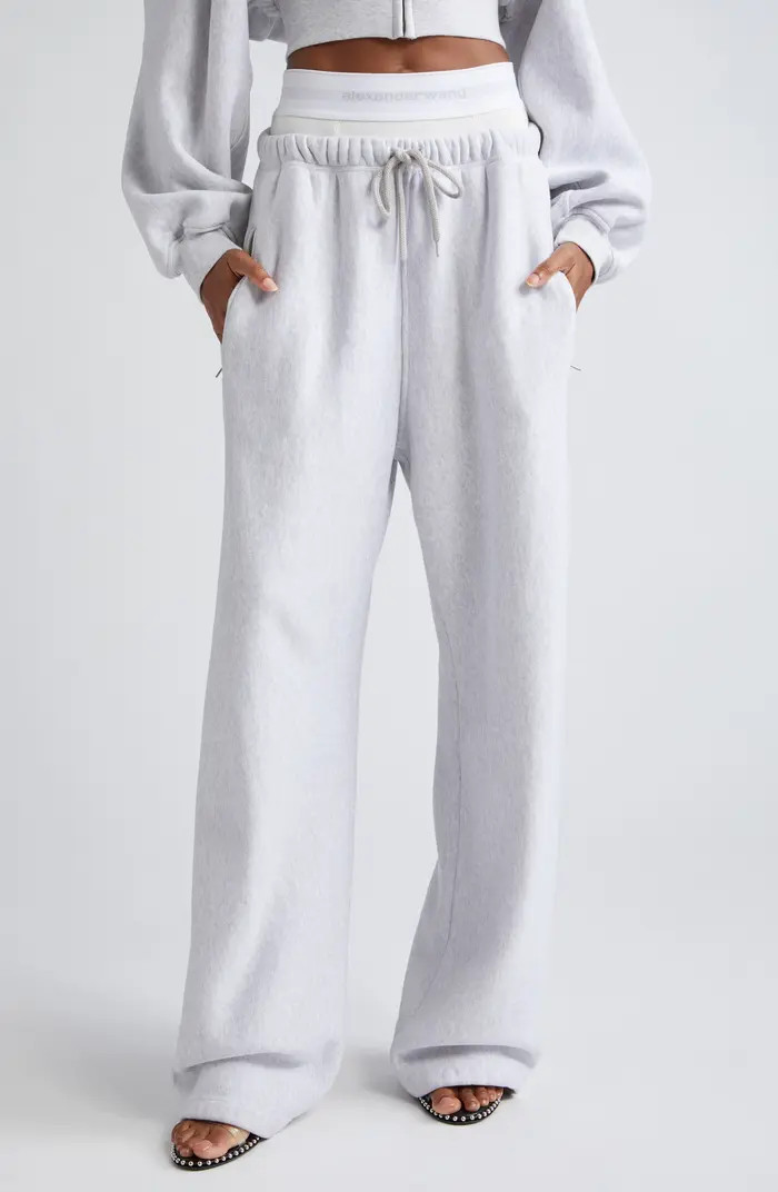 Alexander Wang Logo Elastic Waist Wide Leg Cotton Sweatpants | Nordstrom | Nordstrom