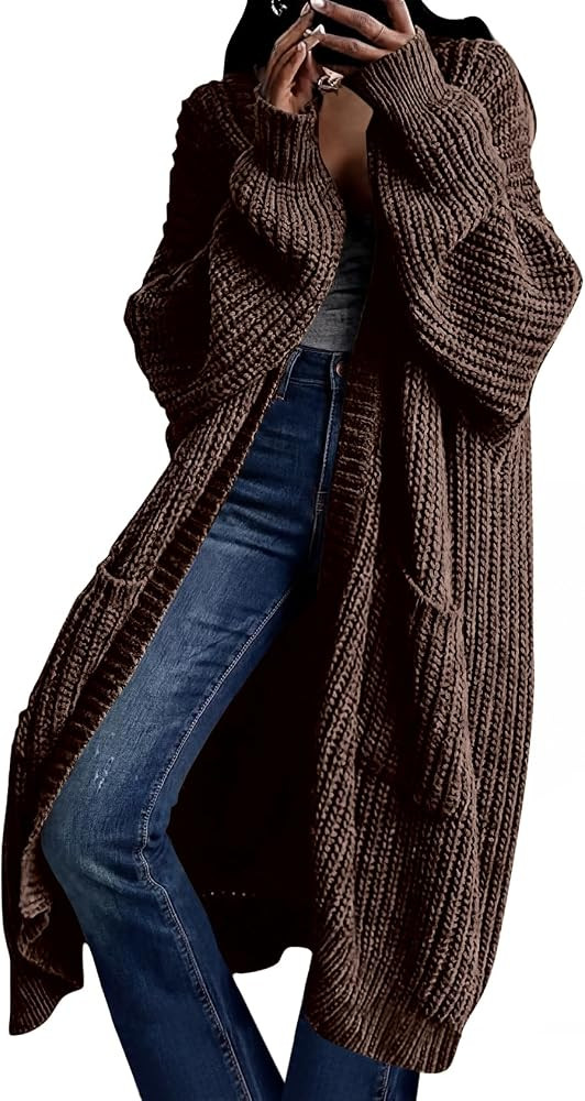 Women's Oversized Cardigans Sweater Long Coat Knit Fall Winter Cozy Outfits with Pockets | Amazon (US)