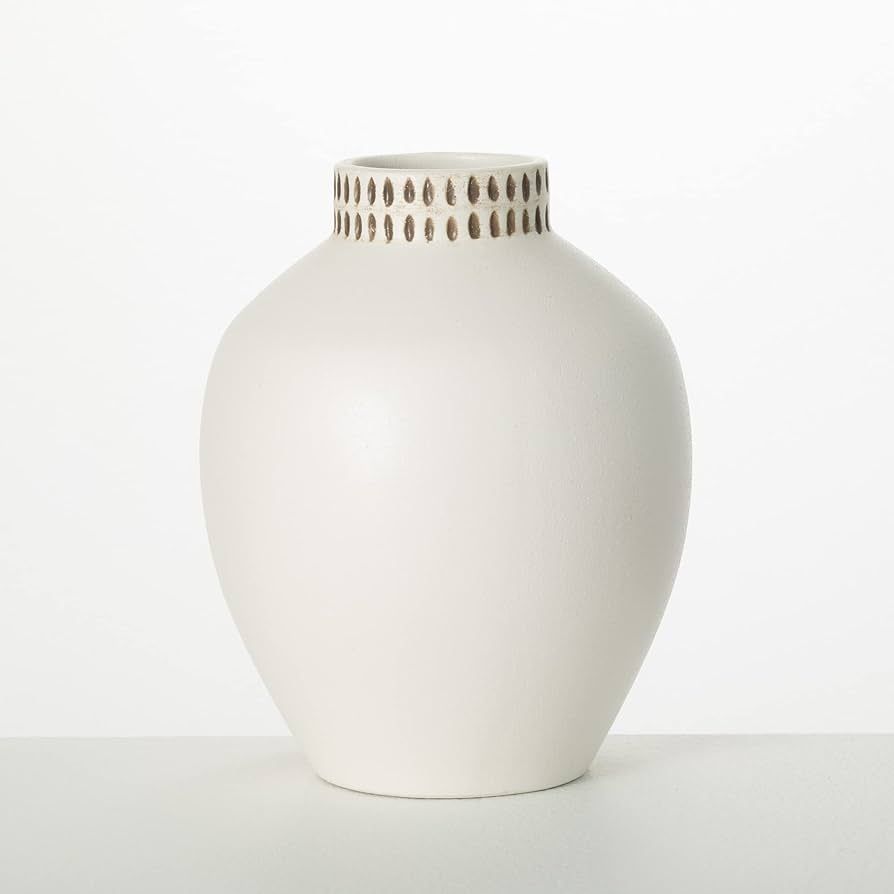Sullivans Textured 8" Tall Round Vase, Modern Home Decor, White Flower Vase, Vases for Real or Fa... | Amazon (US)