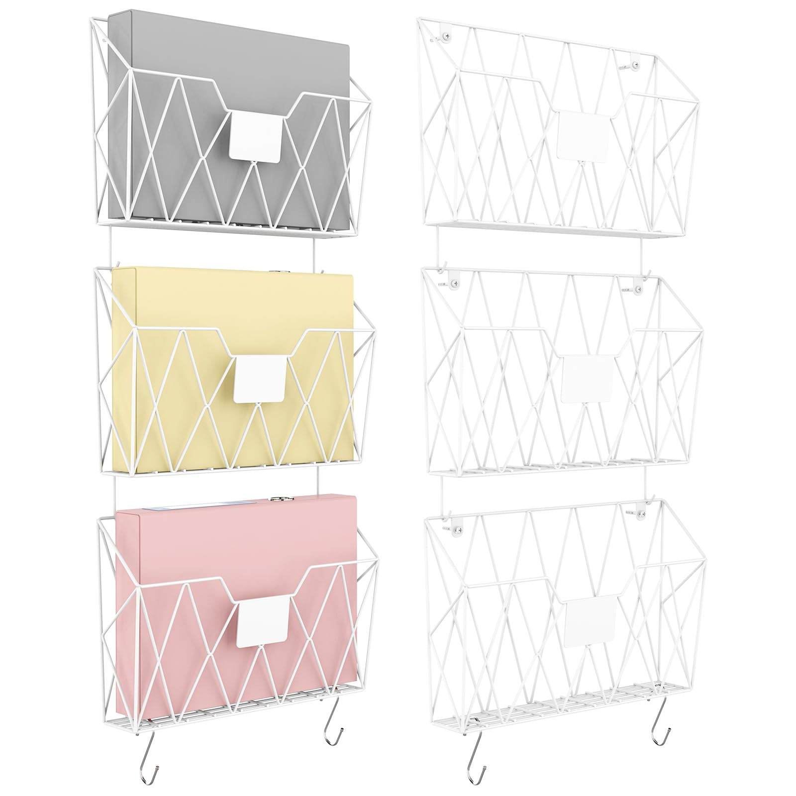 YBING Wall File Organizer White 6 Pack Mesh Hanging File Holder Organizer Metal Wire Mail Organiz... | Amazon (US)