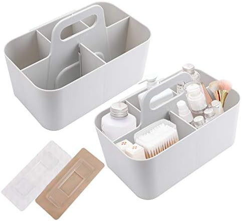 Amazon.com: Jucoan 2 Pack Plastic Portable Storage Organizer Caddy Tote, Stackable 5 Slots Divide... | Amazon (US)
