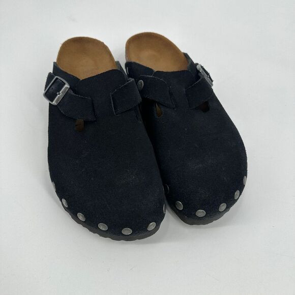Birkenstock Boston Stud Rivet Black Suede Size 39 Narrow Free People | Poshmark
