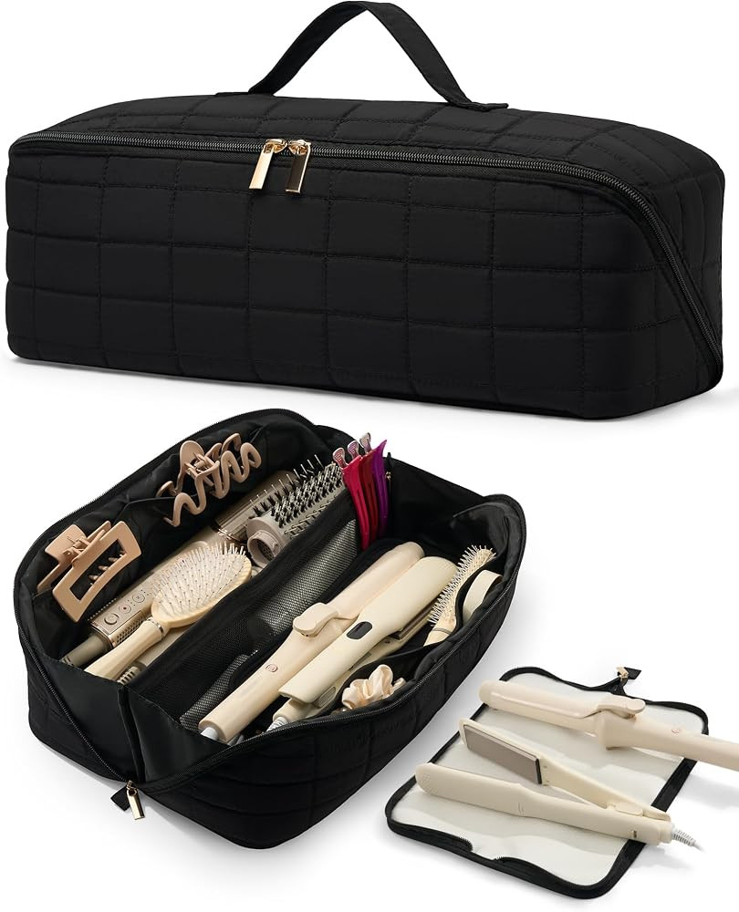 Hot Tools Travel Case with Heat Resistant Mat Pouch, Large Hair Tool Organizer Bag for Curling Ir... | Amazon (US)