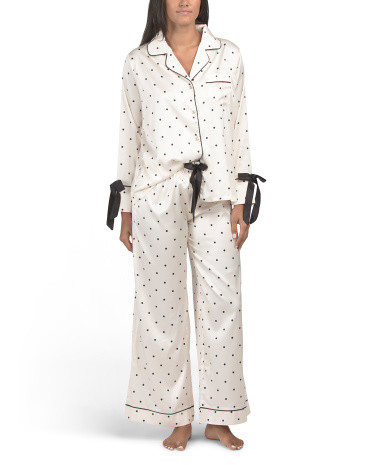 2pc Polka Dot Notch Collar Pajama Set for Women | Polyester/Spandex | Marshalls
