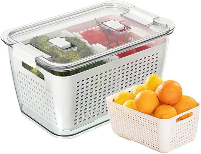 Fresh Produce Saver Container Mesh Sieve Storage Organizer Filter Basket Fresh Vegetable Fruit Dr... | Amazon (US)