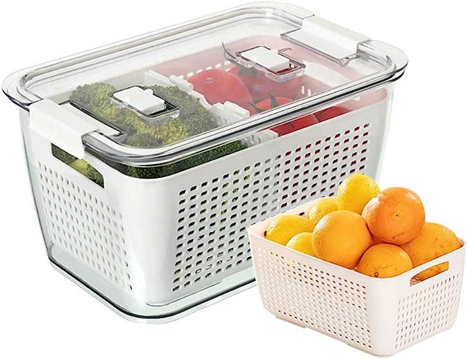 Fresh Produce Saver Container Mesh Sieve Storage Organizer Filter Basket Fresh Vegetable Fruit Dr... | Amazon (US)