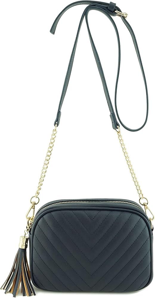 Simple Shoulder Crossbody Bag With Metal Chain Strap And Tassel Top Zipper | Amazon (US)