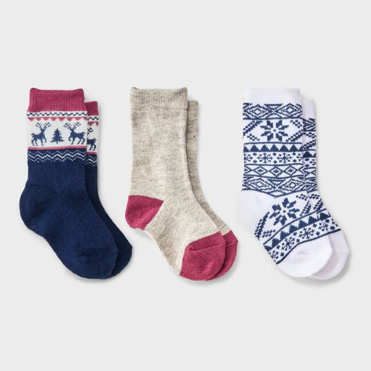 Toddler 3pk Reindeer Fairaisle Crew Socks - Cat & Jack™ | Target