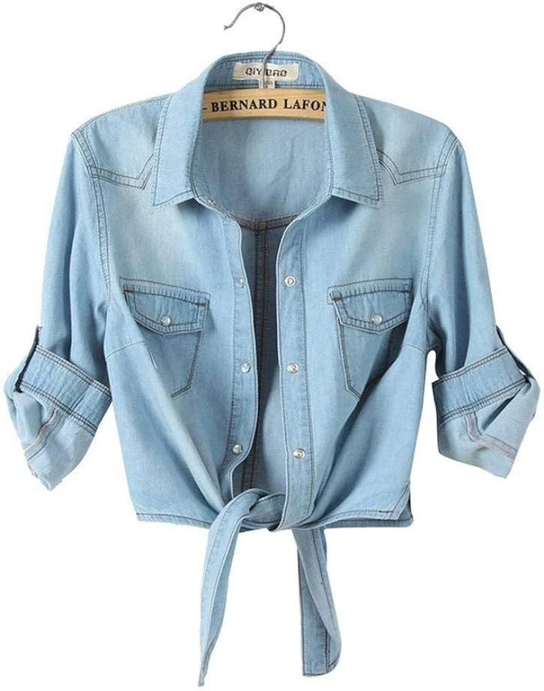 H.S.D Womens Cool Knotted Short Denim Shawl Coat Top Jacket | Amazon (US)