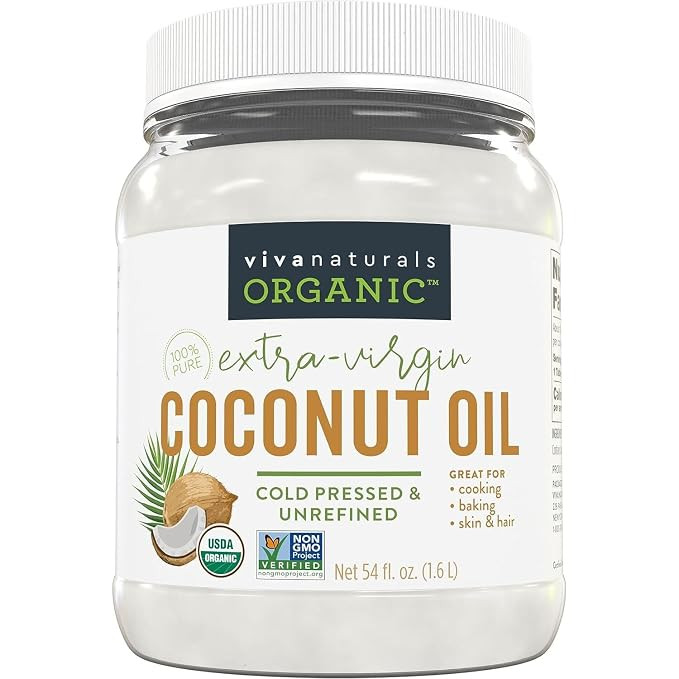 Viva Naturals Organic Coconut Oil - Unrefined and Cold-Pressed, Natural Hair Oil, Skin Oil and Co... | Amazon (US)