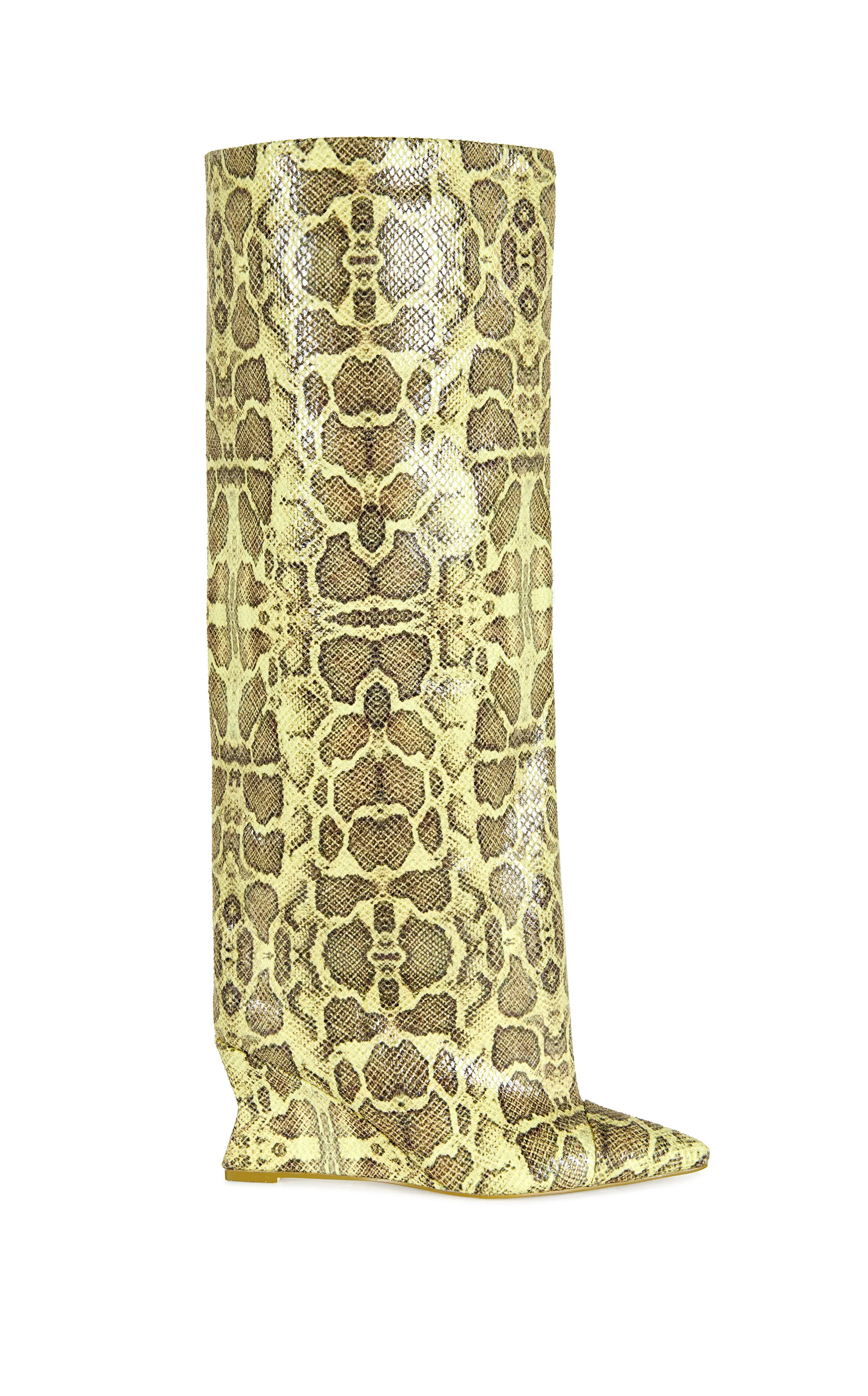 KENYA-YELLOWSNAKE WEDGE BOOT | Azalea Wang
