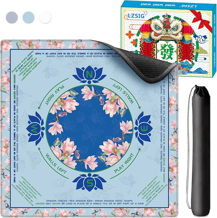 Mahjong Mat 33"x33" - Non-Slip Noise Reduction Gaming Mat with Beginner Rules for American Mahjon... | Amazon (US)