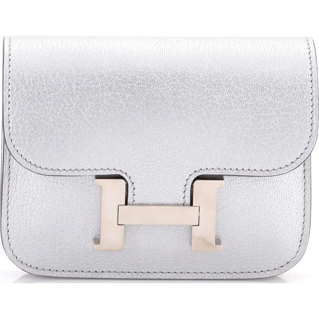 Pre-Owned Hermes Constance Slim Wallet Chevre Chamkilight in Gris Argente at Nordstrom | Nordstrom